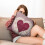 Fodere per cuscini a righe con cuori, in lino, 45x45 cm, set da 2 7