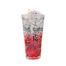 Icy Freezer Mugs Plastic Tumblers with Straw 2-Pack