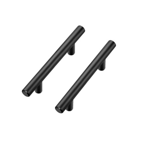 Pacote com 10 Puxadores de Armário de 5 Polegadas, Preto Fosco, Aço Inoxidável, Puxadores de Armário de Cozinha, 5 Polegadas de Comprimento, Furo 1