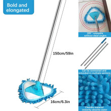 Triangular Ceiling Mop, 180 Rotating Head for Corners & High Walls, Wet/Dry Multi-Surface Duster, Extendable Cleaning Tool