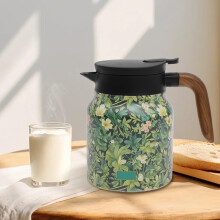 Thermal Tea Pot with Handle & Built-in Infuser, Stainless Steel Insulated Flower Pattern Carafe – Compatible with Home/Office
