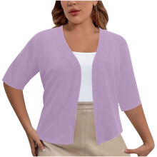 Women's Oversized Solid Cardigan Short Sleeve Open Front