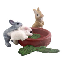 Rabbit Figurine Bunny Figure Cake Toppers Hand Painted Realistic Detailed Action Figures Miniature Animal Toys for Boys Girls C