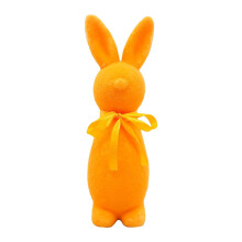 Easter Bunny Figurine with Bow Tie – 2.75"x9.84" Flocked Rabbit for Spring Table Centerpiece, Home & Party Decor (1 Pack)