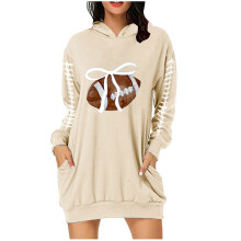 Game Day Hoodies Dress for Women Football Mom Sweatshirt Football Tunic Fall Long Sleeve Pullover