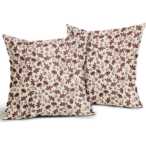Conjunto de 2 capas de almofada florais em linho, 45x45 cm (18x18 polegadas). 1