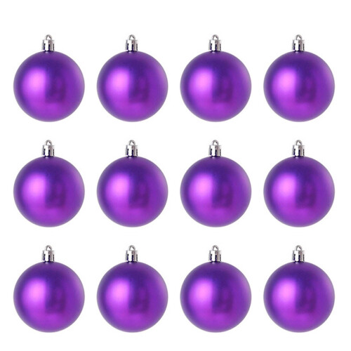 Purple Christmas Tree Baubles Electroplated 12 pcs 3 cm
