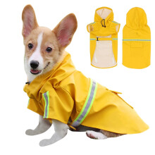 Dog Raincoat with Hood Pocket Reflective Adjustable Waterproof Slicker Rain Jacket for Small Medium Large Dog