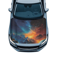 Elastic Ice & Flame Car Hood Cover – Universal Protector for Sedans, SUVs, Trucks; Easy Install; Compatible with All Models
