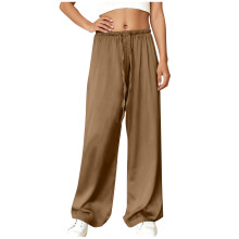Women's Brown Wide Leg Lounge Pants Elastic Waist XL
