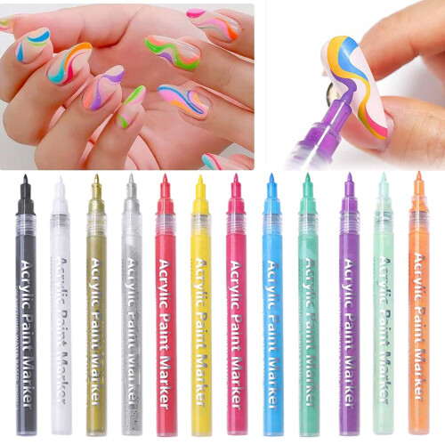 Nagelkunststift mit feiner Spitze, wasserfester Linerpinsel, Silber 1