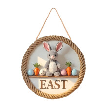Hand-Painted Easter Wooden House Door Hanging Decor | Compatible with Easter Egg Round Listing