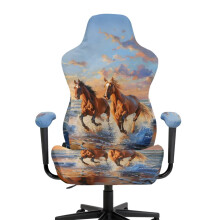 Horse Gaming Chair Cover Set with Armrest Covers, Scratch-Proof Slipcovers (4 pcs), Removable, Elastic Edge, Compatible with Most Chairs