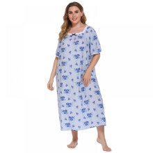 Nightgowns For Women, Plus Size Soft Lightweight Comfy Sleepwear Lounge-Wear, Short Sleeves Mid-Calf Length Women'S Pullover Nightdress