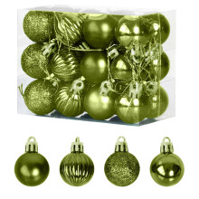24 Pcs Christmas Ball Decorations 3cm Christmas Plastic Electroplating Balls Decorations for Christmas Tree Decor,Green