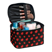 Heart-Shaped Pattern Cosmetic Travel Toiletry Bag with Brush Slots Desktop Neatness for Cosmetics Makeup Brushe Girlfriend Bathroom
