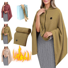 Portable Heated Blanket Wrap Shawl for Women, USB Electric Heated Wrap, Zipper Blanket,Fast Heating, Winter Heating Scarf Sweater