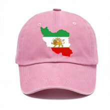 Iran Flag Map Baseball Cap for Men - Pink, Adjustable,