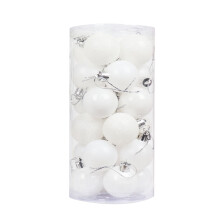 White Christmas Balls Shatterproof Plastic 24pcs 3cm