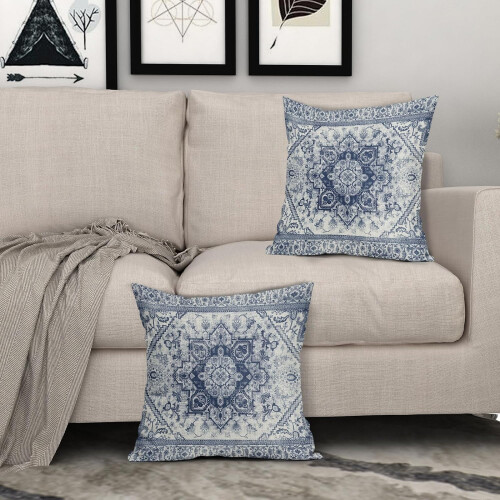 Fodere per cuscini in lino blu scuro, 40x40 cm (2 pezzi) 2