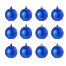 Blue Christmas Ornament Set Plastic Balls 12 pcs 3 cm