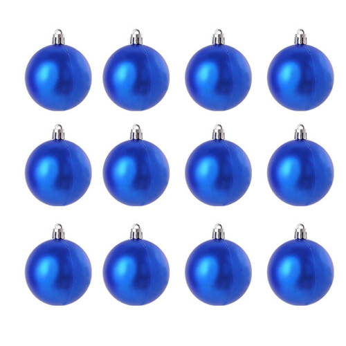 Blue Christmas Ornament Set Plastic Balls 12 pcs 3 cm