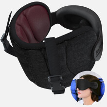 Travel Neck Pillow with Eye Mask and Head Strap for