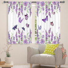 Lavender Butterfly Purple Kitchen Curtains 42x63in 2 Panels