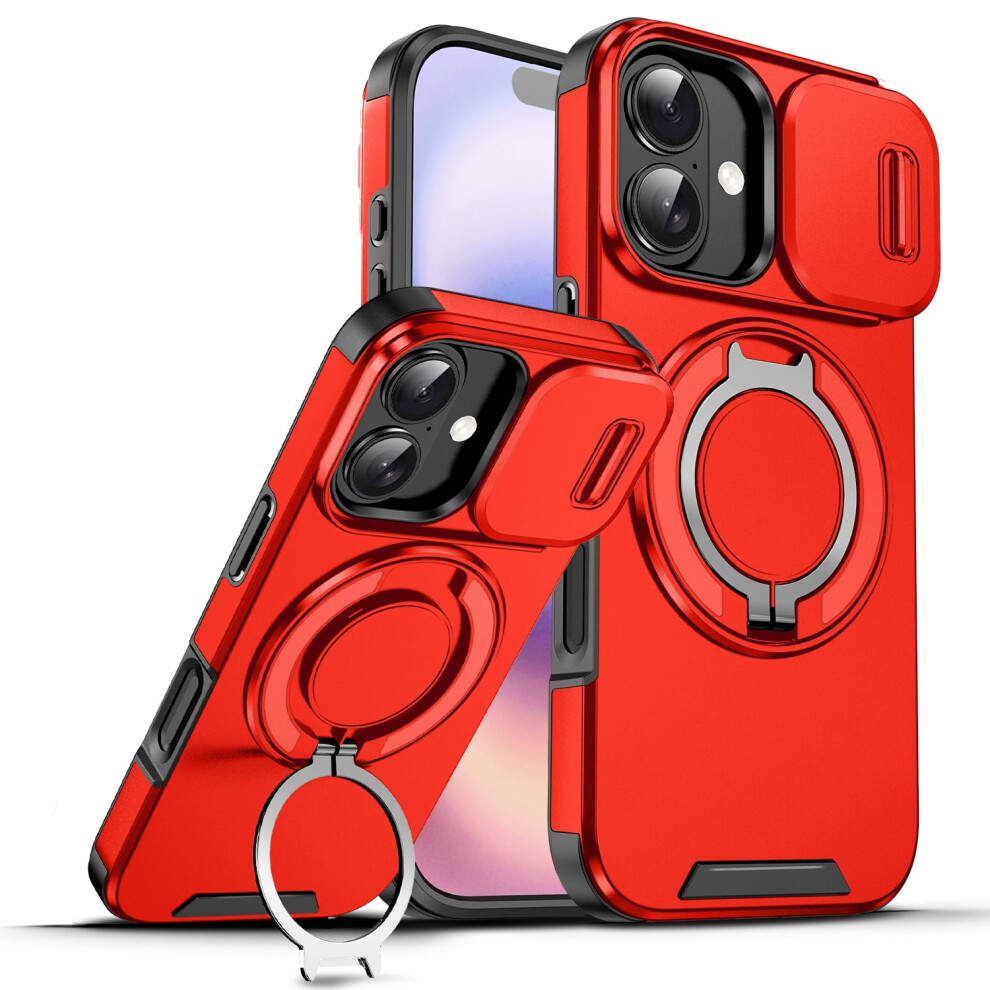 Iphone 17 Rugged Hybrid Case With Magsafe Ring Grip Red 959110503379