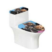 Conjunto de 2 capas de assento sanitário ajustáveis com estampa de gatos para a Páscoa