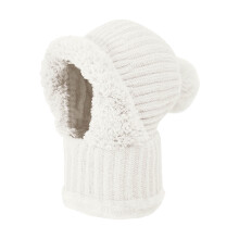 Women'S Winter One-Piece Knitted Hat, Warm And Windproof Scarf And Hat Set, Neckband Scarf Ski Hat with Pom-Poms.