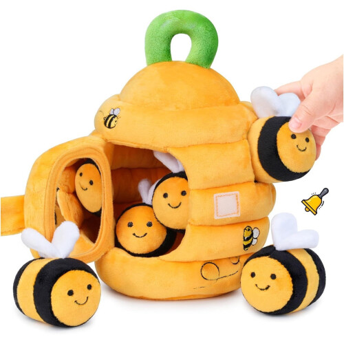 Peluche suave de abeja con funciones sensoriales auditivas.