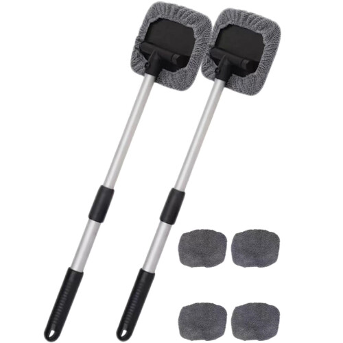 Windshield Cleaner Tool with Retractable Handle and 2