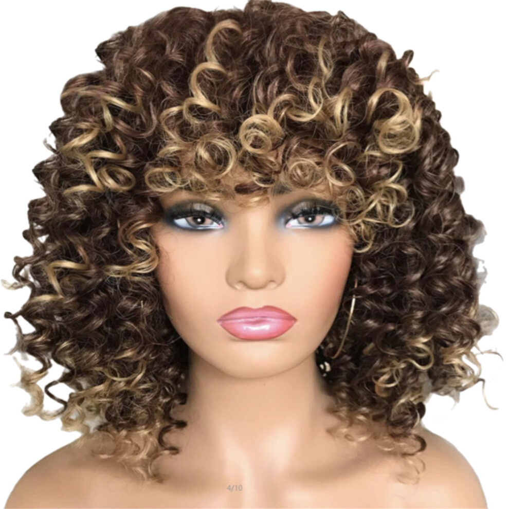 Curly Wigs African Hairpiece Synthetic Fiber Headgear Wigs For Women Cosplay Event And Everyday Dressingup Headwear