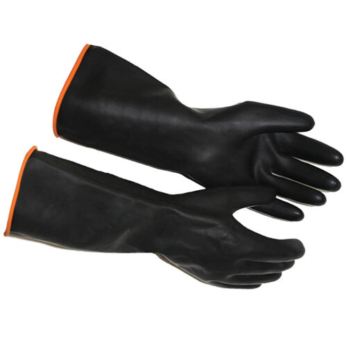 Black Industrial Chemical Gloves Double-Layer Thick Rubber