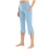 Women's High Waist Stretch Capri Pants Solid Color Straight 1