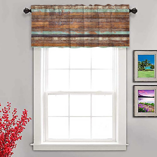 Rustic Farmhouse Valances 52x18 inch Brown Curtains 1