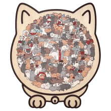 Morandi-Colored 135-Piece Cat Shaped Wooden Jigsaw Puzzle Unique Animal Shape for Cats Lovers Creative Gift and Home Decor
