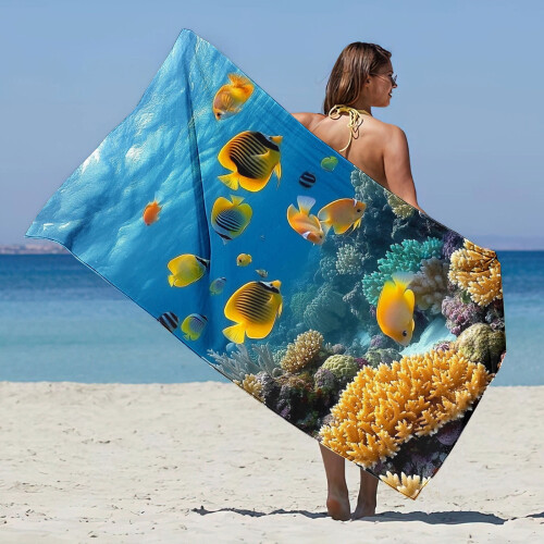 Beach Towel Lightweight Colorful Sandproof Multi-purpose 1