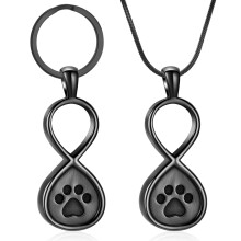 Collana con urna per animali domestici con design a infinito e impronta di zampa – 2