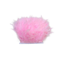 Guarnição de penas de peru rosa natural 2M4-6 polegadas de largura