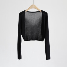 Women's Sun Knit Cardigan Black Thin Ice Silk Long Sleeve