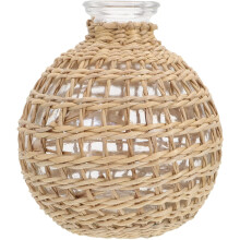 Seagrass Vase Wicker Flower Vase Basket Rustic Farmhouse Bud Vase Glass Diffuser Bottles Table Centerpieces for Home Living Room Bedroom