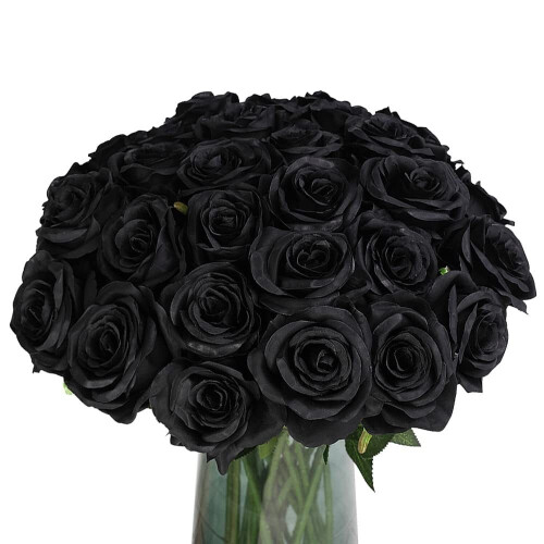 Rose artificiali di seta nera per bouquet da sposa