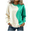 Felpa da donna a blocchi di colore, girocollo, maniche raglan 2