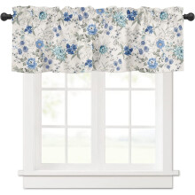 Blue Floral Curtain Valance Farmhouse Style 54x18 in 1 Panel