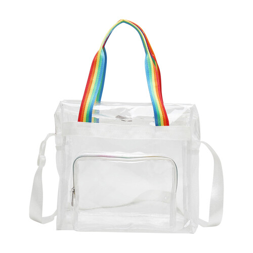 Bolsa de tecido transparente com alça de mão e alça de ombro 12x6x12