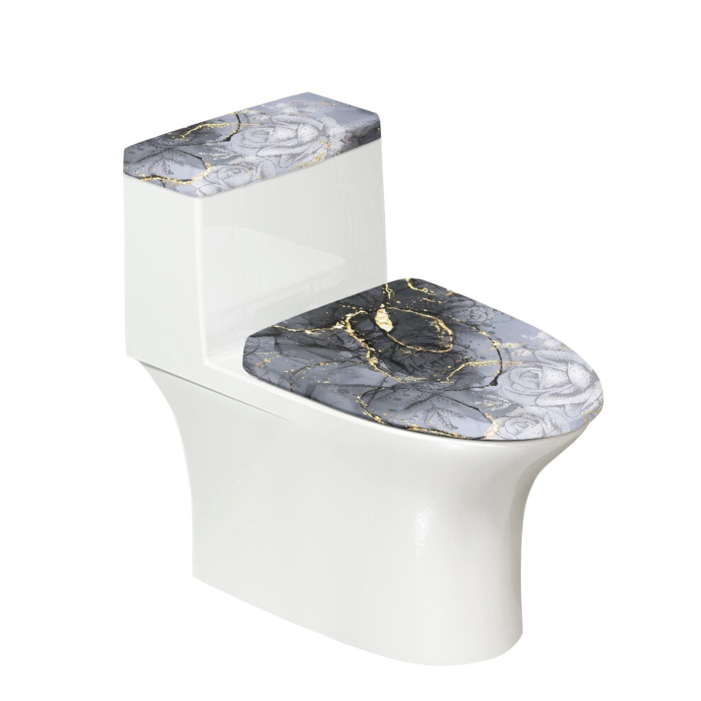 Toilet Lid Cover Set Floral Elastic Fabric 2 Pack 959110506226