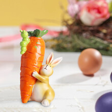 AuroraX Cute Easter Bunny Figurine with Carrot Hand-Painted Resin Rabbit Statue for Spring Home Tabletop Decor and Holiday Party Gift