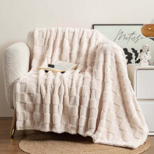 Blanket Throw Beige Soft Fuzzy 30x40 Inch
